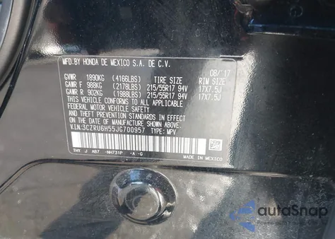 2018 Honda Hr-V Ex from USA, damaged, VIN 3CZRU6H55JG700957